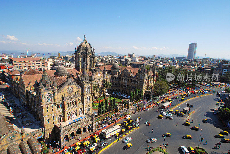 鸟瞰孟买Chatrapati Shivaji终点站